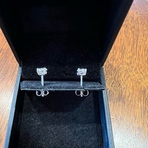 White gold plated cubic zirconia stud earrings